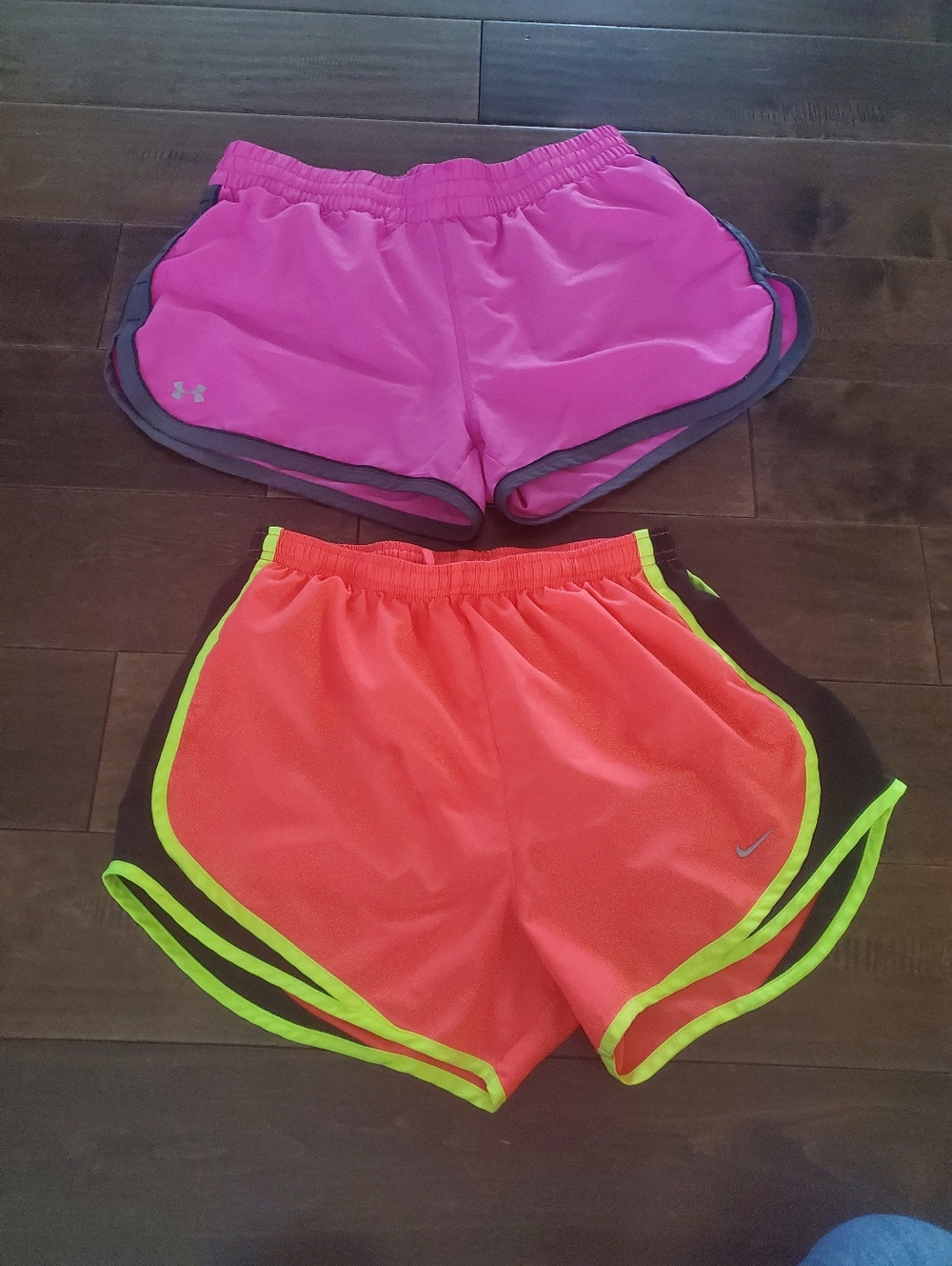 Under Armour Pink Athletic Running Shorts with Gray Trim And Nike Set Size Small